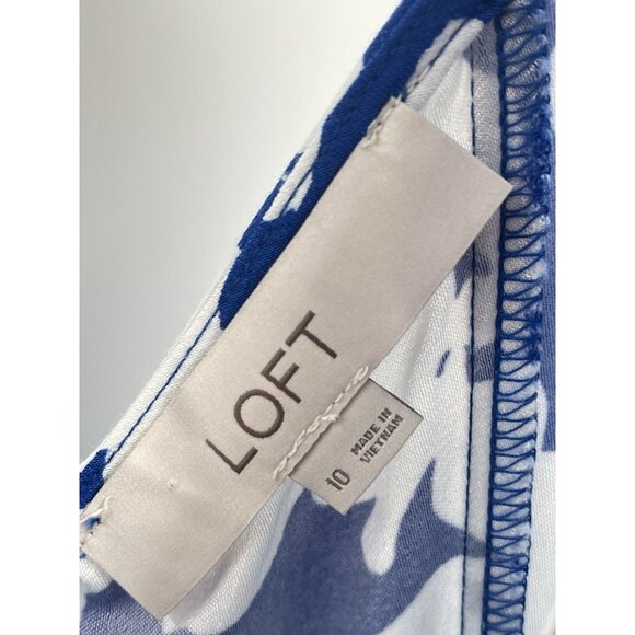 Loft Blue Floral Maxi Dress Resort Wear Tropical Sz 10 Vacation - Picture 3 of 5